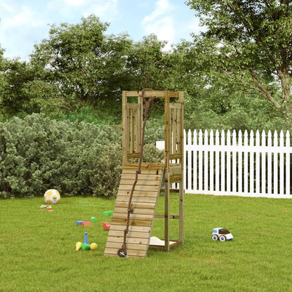 Spielturm mit Kletterwand aus imprägniertem Kiefernholz und Massivholz Douglasie