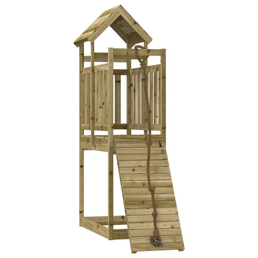 Spielturm mit Kletterwand aus imprägniertem Kiefernholz und Massivholz Douglasie