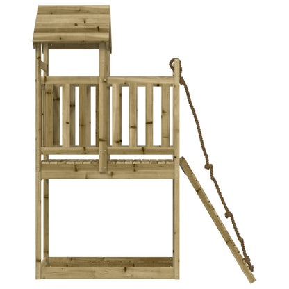 Spielturm mit Kletterwand aus imprägniertem Kiefernholz und Massivholz Douglasie