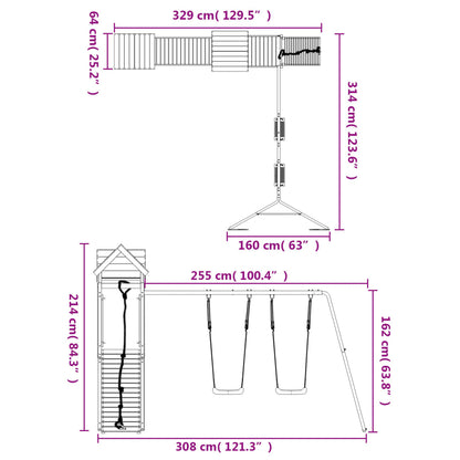 Spielturm aus imprägniertem Kiefernholz und massivem Douglasien- und Kiefernholz