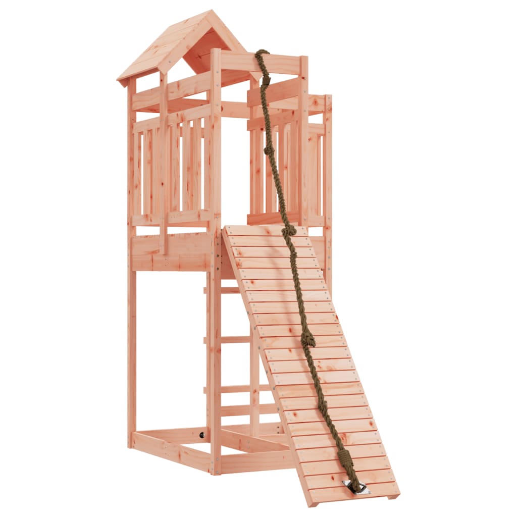 Spielturm mit Kletterwand aus imprägniertem Kiefernholz und Massivholz Douglasie