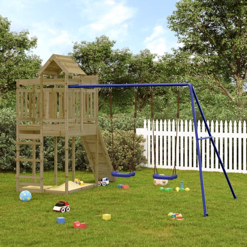 Spielturm aus imprägniertem Kiefernholz und massivem Douglasien- und Kiefernholz