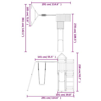 Spielturm aus imprägniertem Kiefernholz und massivem Douglasien- und Kiefernholz
