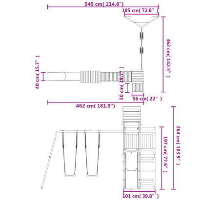 Spielturm aus imprägniertem Kiefernholz und massivem Douglasien- und Kiefernholz