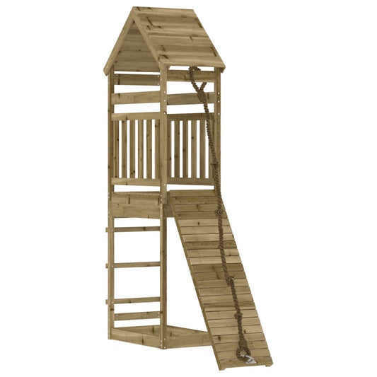 Spielturm mit Kletterwand aus imprägniertem Kiefernholz und Massivholz Douglasie