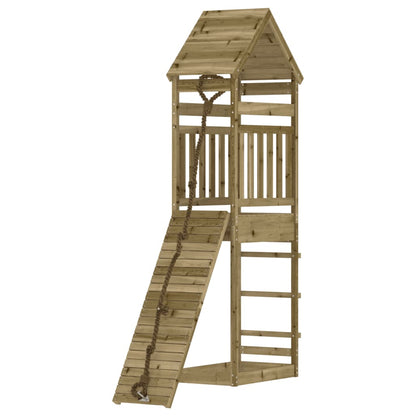 Spielturm mit Kletterwand aus imprägniertem Kiefernholz und Massivholz Douglasie