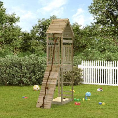 Spielturm mit Kletterwand aus imprägniertem Kiefernholz und Massivholz Douglasie