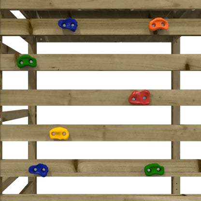 Spielturm mit Kletterwand aus imprägniertem Kiefernholz und Massivholz Douglasie/Kiefer