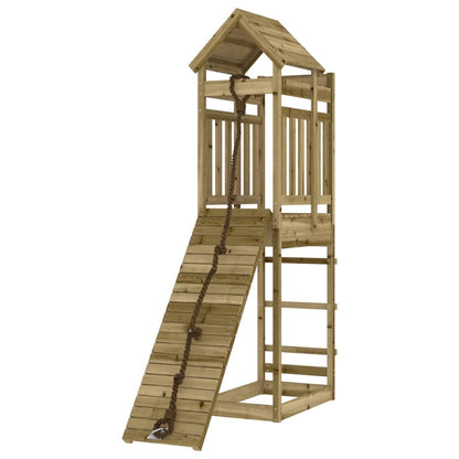 Spielturm mit Kletterwand aus imprägniertem Kiefernholz und Massivholz Douglasie