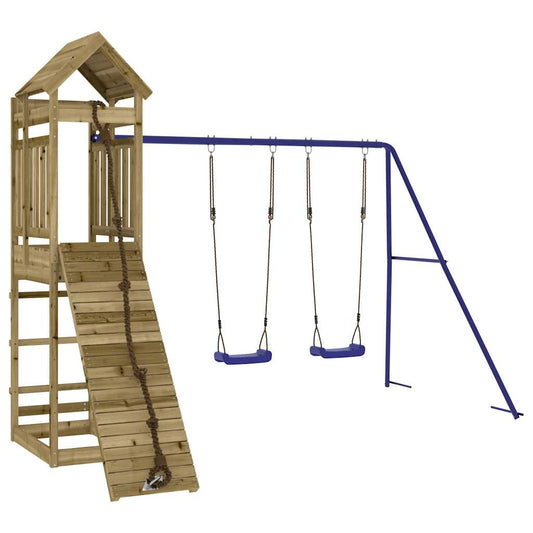 Spielturm aus imprägniertem Kiefernholz und massivem Douglasie und Kiefer