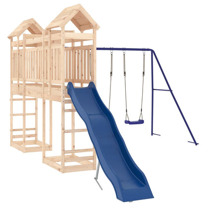 Spielturm aus imprägniertem Kiefernholz und massivem Douglasie und Kiefer