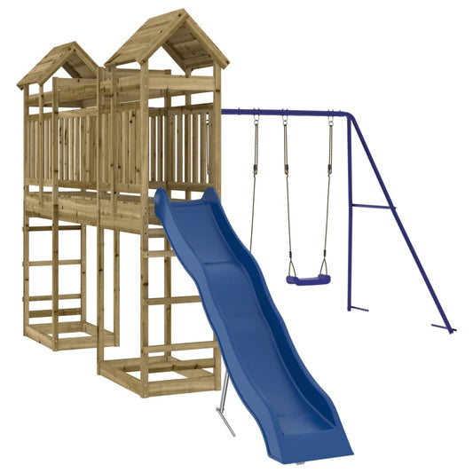 Spielturm aus imprägniertem Kiefernholz und massivem Douglasie und Kiefer