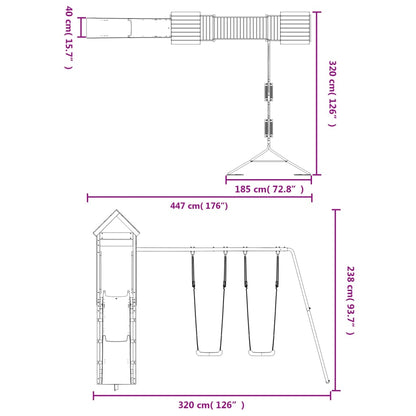 Spielturm aus imprägniertem Kiefernholz und massivem Douglasie und Kiefer