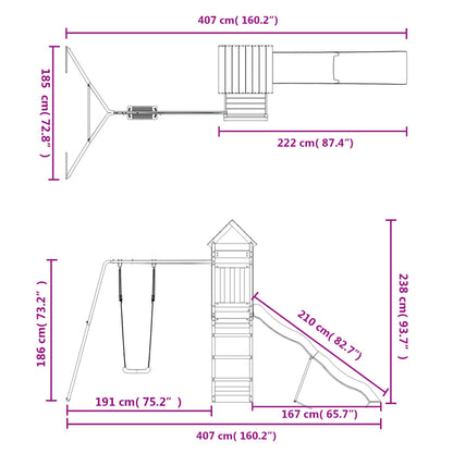 Spielturm aus imprägniertem Kiefernholz und massivem Douglasien- und Kiefernholz