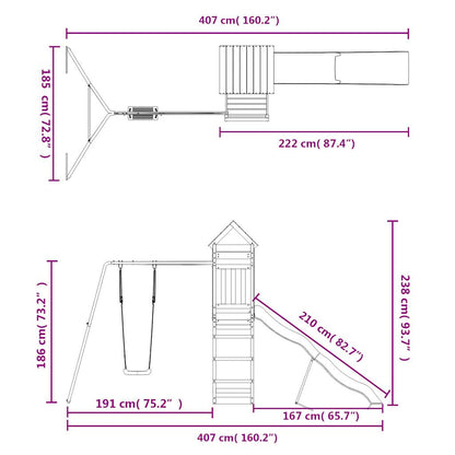 Spielturm aus imprägniertem Kiefernholz und massivem Douglasien- und Kiefernholz