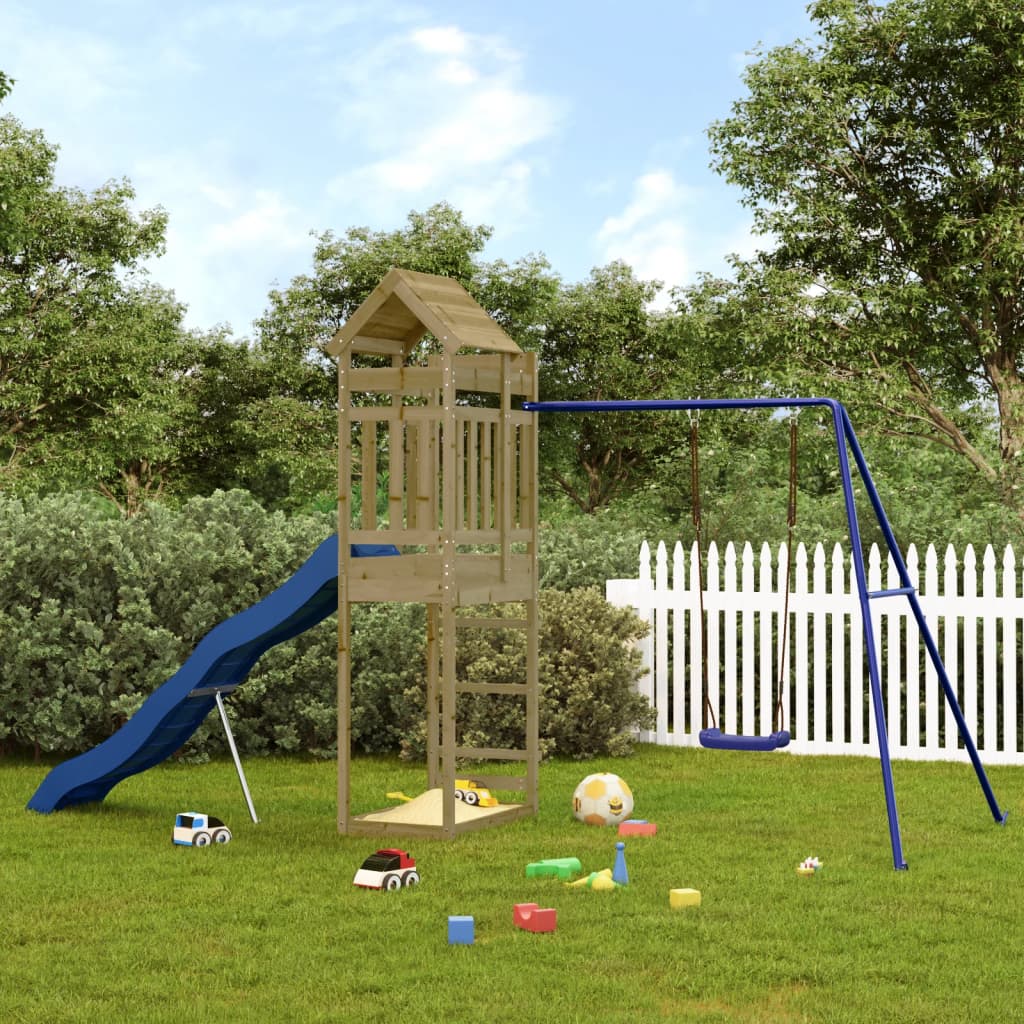 Spielturm aus imprägniertem Kiefernholz und massivem Douglasien- und Kiefernholz