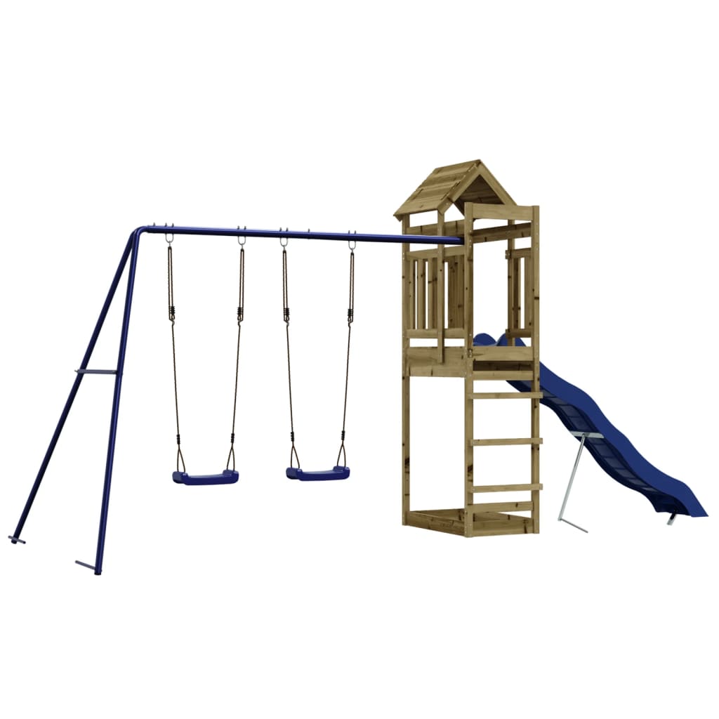 Spielturm aus imprägniertem Kiefernholz und massivem Douglasie und Kiefer