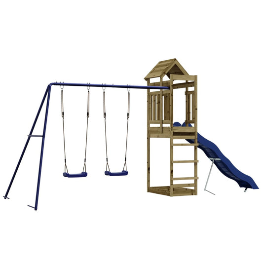 Spielturm aus imprägniertem Kiefernholz und massivem Douglasie und Kiefer