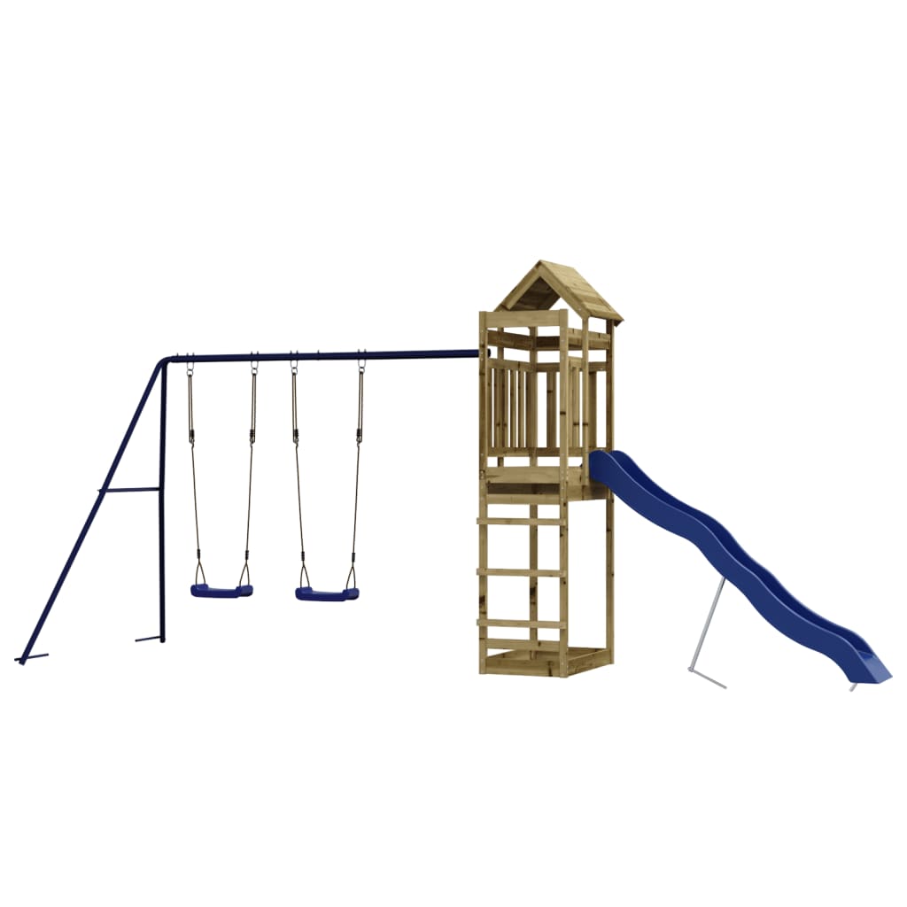 Spielturm aus imprägniertem Kiefernholz und massivem Douglasie und Kiefer