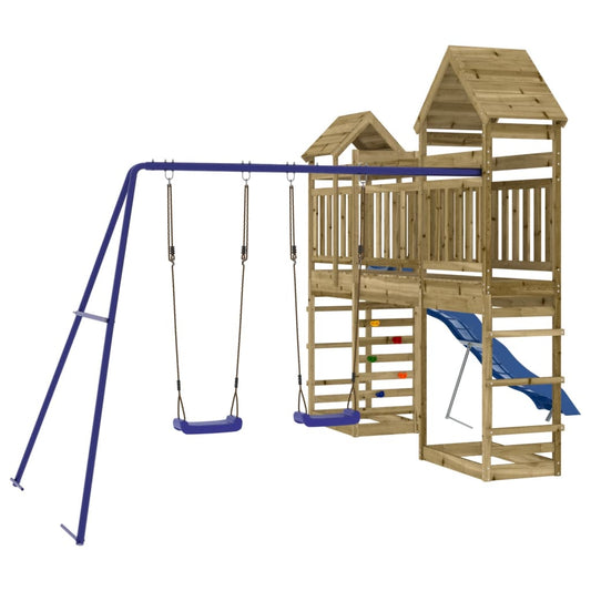 Spielturm aus imprägniertem Kiefernholz und massivem Douglasien- und Kiefernholz