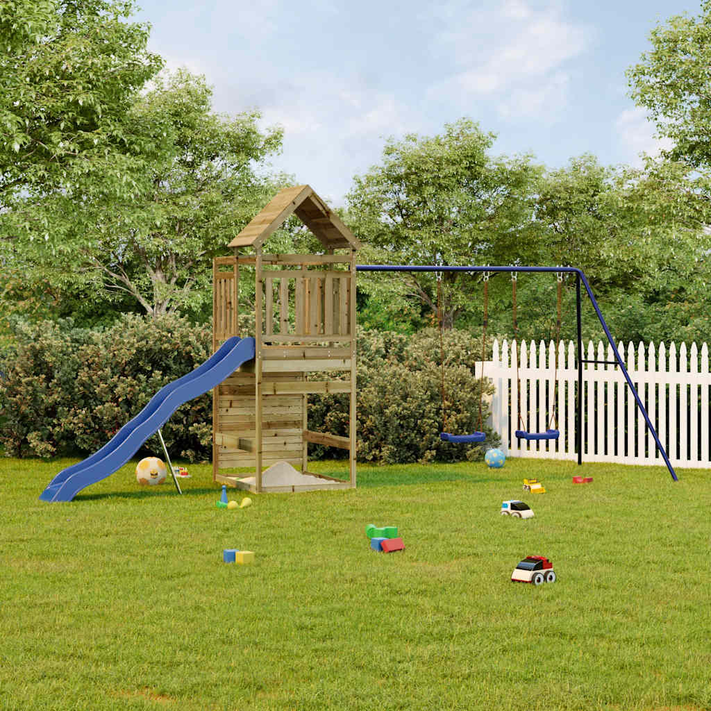 Spielturm aus imprägniertem Kiefernholz und massivem Douglasien- und Kiefernholz