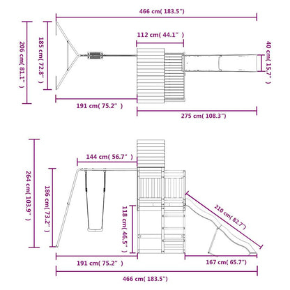 Spielturm aus imprägniertem Kiefernholz und massivem Douglasien- und Kiefernholz