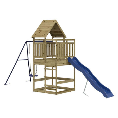 Spielturm aus imprägniertem Kiefernholz und massivem Douglasien- und Kiefernholz
