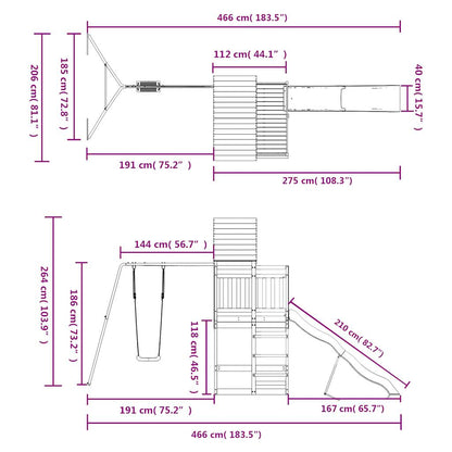 Spielturm aus imprägniertem Kiefernholz und massivem Douglasien- und Kiefernholz