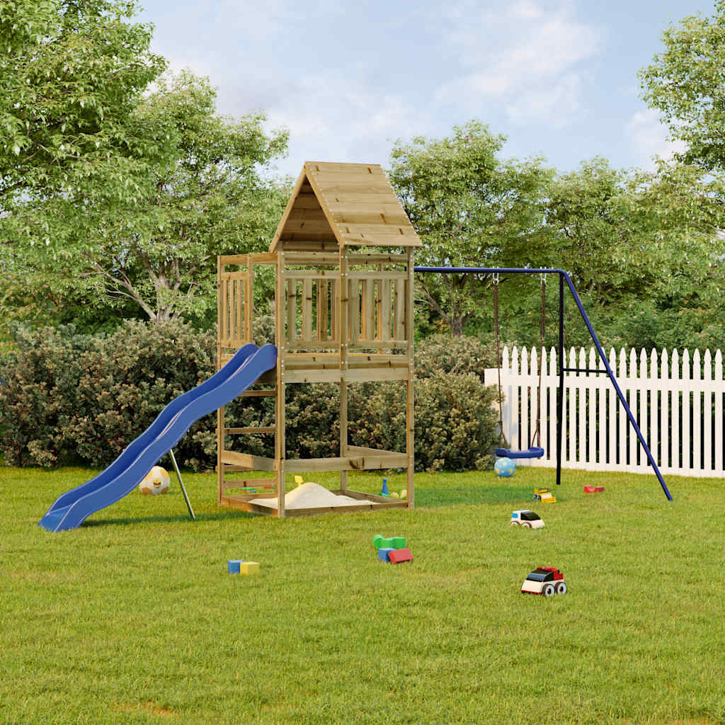 Spielturm aus imprägniertem Kiefernholz und massivem Douglasien- und Kiefernholz