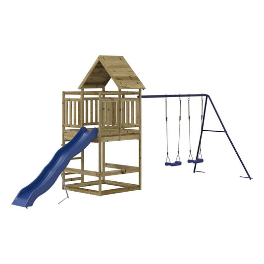 Spielturm aus imprägniertem Kiefernholz und massivem Douglasien- und Kiefernholz