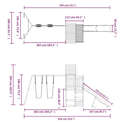 Spielturm aus imprägniertem Kiefernholz und massivem Douglasien- und Kiefernholz