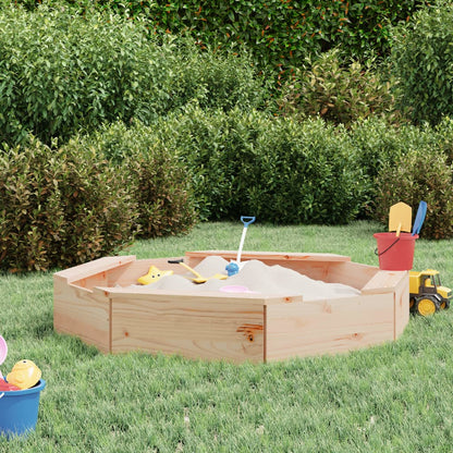 Sandkasten mit Sitzen Achteck Massivholz Douglasie in verschiedenen Größen