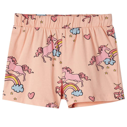 Kinderpyjama mit Kurzen Ärmeln in Hellorange und Hellrosa