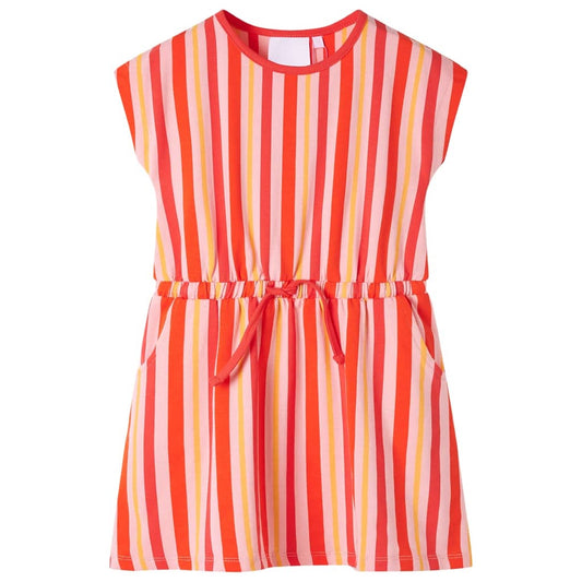 Kinderkleid mit Kordelzug Rosa und Rot