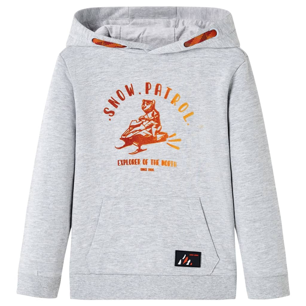 Kinder-Kapuzenpullover Grau Melange und Orange