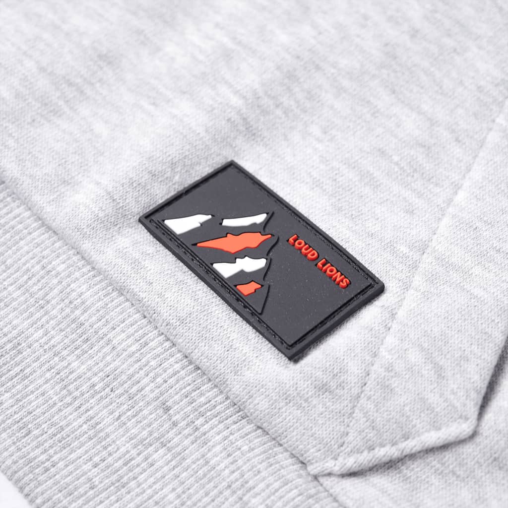 Kinder-Kapuzenpullover Grau Melange und Orange