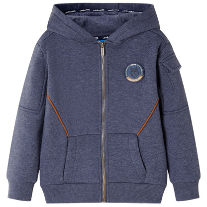 Kinder-Kapuzenpullover mit Reißverschluss Dunkelblau Melange