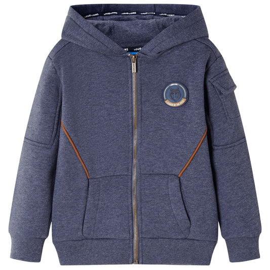 Kinder-Kapuzenpullover mit Reißverschluss Dunkelblau Melange