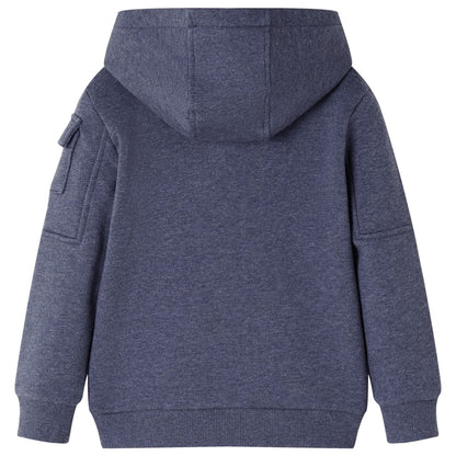 Kinder-Kapuzenpullover mit Reißverschluss Dunkelblau Melange