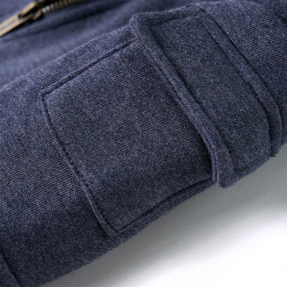 Kinder-Kapuzenpullover mit Reißverschluss Dunkelblau Melange