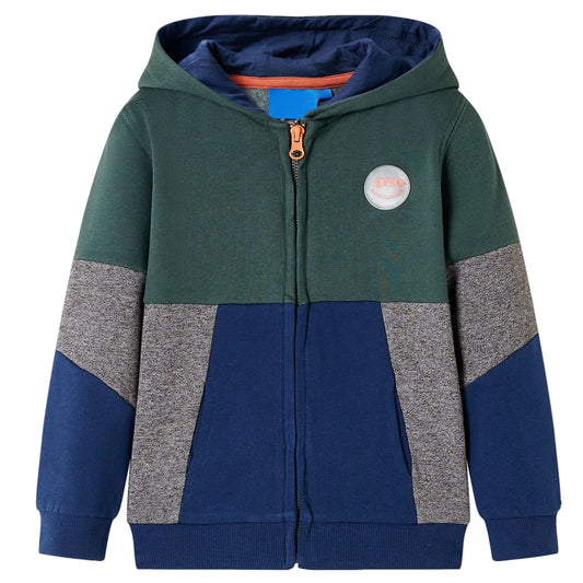 Kinder-Kapuzenpullover mit Reißverschluss Dunkelgrün