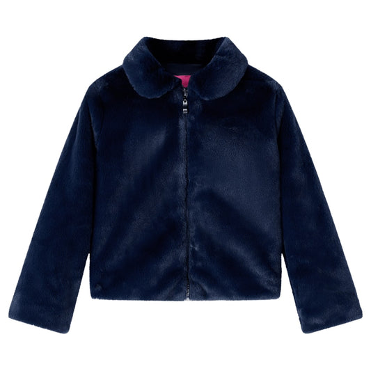 Kindermantel Kunstpelz in Marineblau und Rosa