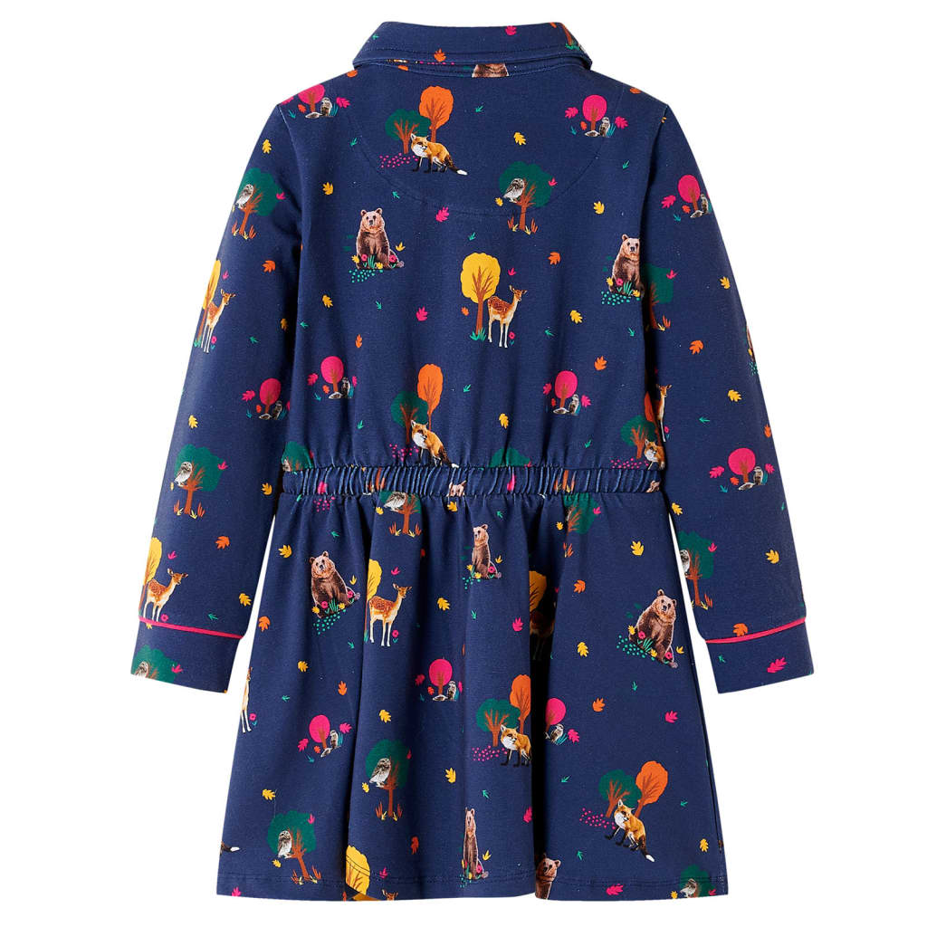 Kinderkleid mit Langen Ärmeln und Kordelzug Marineblau