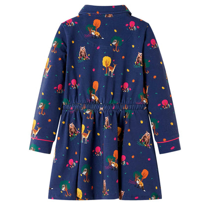 Kinderkleid mit Langen Ärmeln und Kordelzug Marineblau