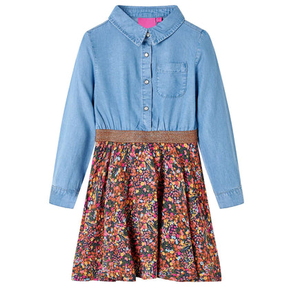 Kinderkleid mit Langen Ärmeln Marineblau und Jeansblau