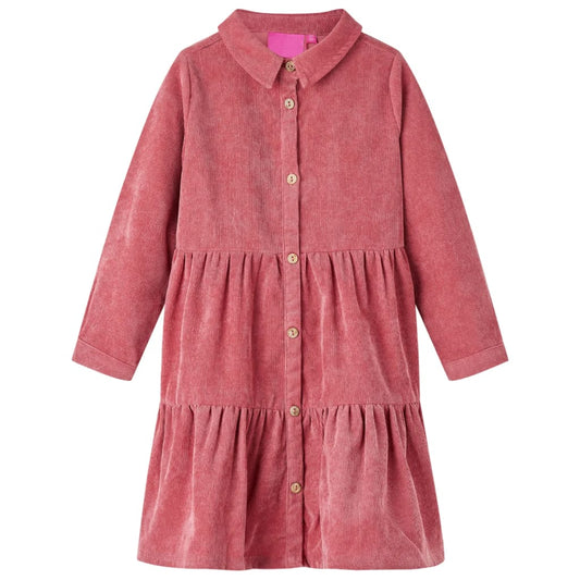 Kinderkleid mit Langen Ärmeln Cord Altrosa