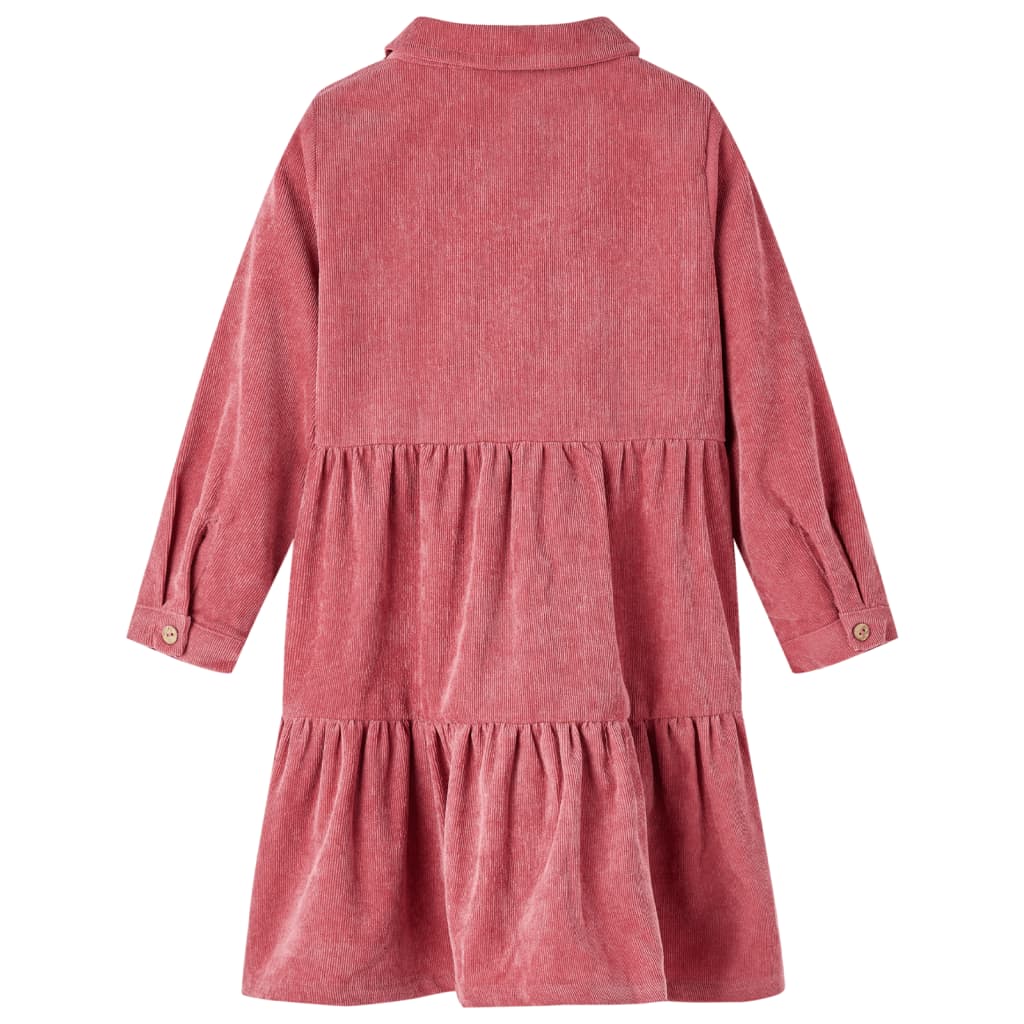 Kinderkleid mit Langen Ärmeln Cord Altrosa