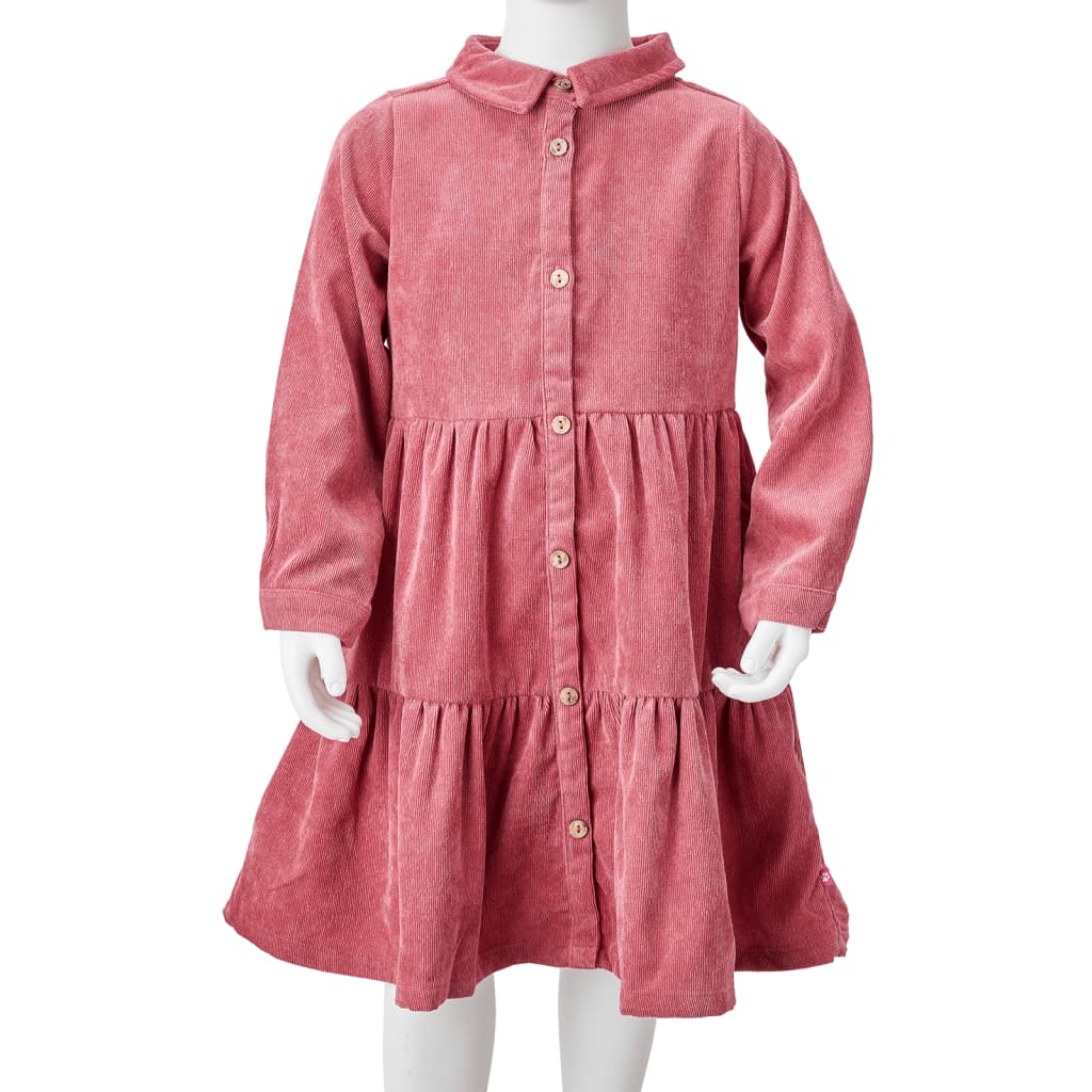 Kinderkleid mit Langen Ärmeln Cord Altrosa