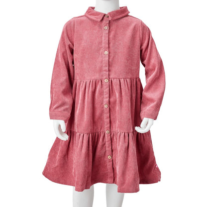 Kinderkleid mit Langen Ärmeln Cord Altrosa