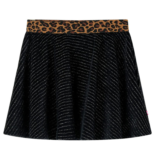 Kinderrock mit Bund in Leopardenmuster Schwarz